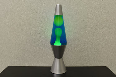 14.5 inch 20oz Lava Brand Motion Lamp Blue Liquid Yellow Wax Retro Home Decor